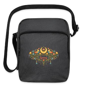 Spring Ornament with Flowers and Moon - Upright Crossbody Bag - charcoal grey - Front
