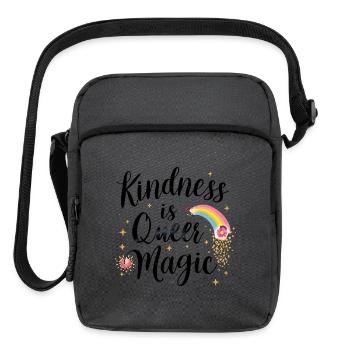 Kindness Is Queer Magic Rainbow Quote  LGBTQ+ - Upright Crossbody Bag - charcoal grey - Front