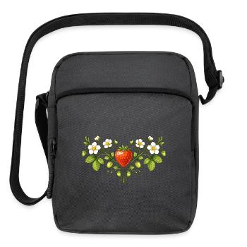 Strawberry Ornament with Blossoms - Upright Crossbody Bag - charcoal grey - Front