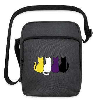 Non Binary Pride – Yellow White Purple Black Cats - Upright Crossbody Bag - charcoal grey - Front