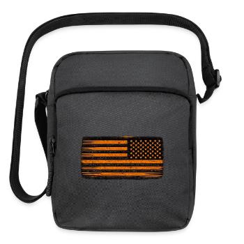 REVERSED ORANGE AND BLACK TACTICAL AMERICAN FLAG - Upright Crossbody Bag - charcoal grey - Front