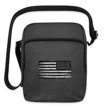 SILVER AND BLACK AMERICAN TACTICAL FLAG REVERSED  - Upright Crossbody Bag - charcoal grey - Front