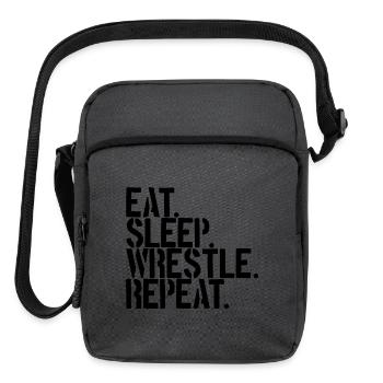 Eat Sleep Wrestle Repeat Wrestling - Upright Crossbody Bag - charcoal grey - Front