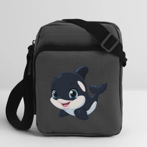 Playful Cartoon Baby Orca with Sweet Smile - Upright Crossbody Bag