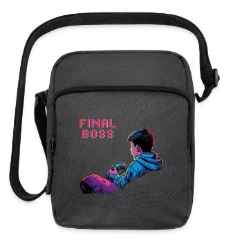 Final Boss Gamer Hoodie - Retro Cyberpunk Style - Upright Crossbody Bag - charcoal grey - Front