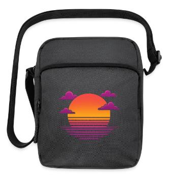 Retro Neon Sunset Horizon - Upright Crossbody Bag - charcoal grey - Front