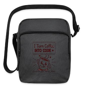 I Turn Coffee Into Code Mug - Upright Crossbody Bag - charcoal grey - Front