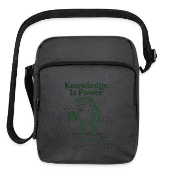 Knowledge Is Power Frog Reading - Upright Crossbody Bag - charcoal grey - Front