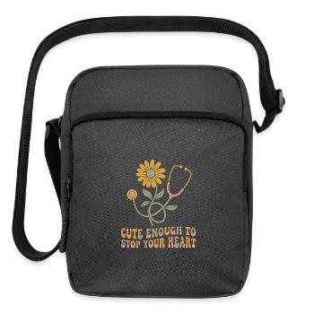 Blooming Heartbeat Stethoscope - Upright Crossbody Bag - charcoal grey - Front