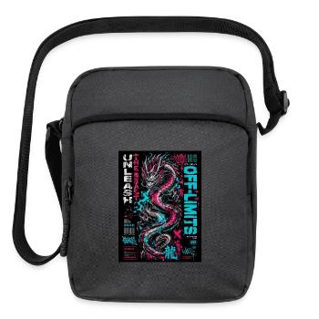 Neon Dragon Chaos Print - Upright Crossbody Bag - charcoal grey - Front