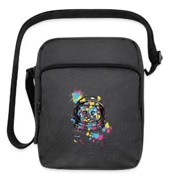 Astronaut Cat Neon Splash - Upright Crossbody Bag - charcoal grey - Front