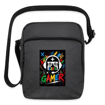 Gamer Geek Neon Splash - Upright Crossbody Bag - charcoal grey - Front