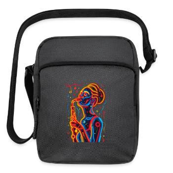 Saxophonist Girl Vaporwave - Upright Crossbody Bag - charcoal grey - Front