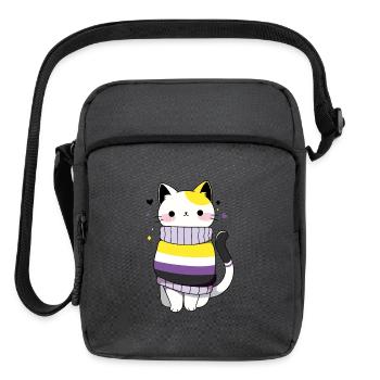 Non-binary Cat CSD Queer Pride Month LGBT Queer - Upright Crossbody Bag - charcoal grey - Front