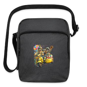 Puptastic Parade on Yellow Scooter - Upright Crossbody Bag - charcoal grey - Front