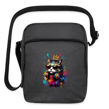 Vivid Cat Crown DJ Neon Splash - Upright Crossbody Bag - charcoal grey - Front