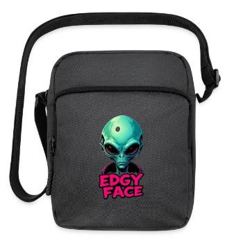 Edgy Face Martian - Upright Crossbody Bag - charcoal grey - Front