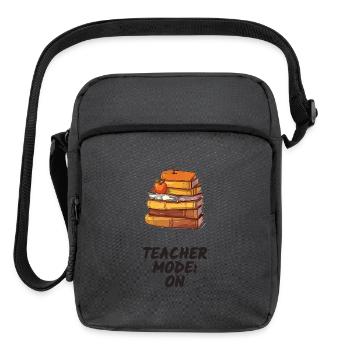 Teacher Mode On Book Stack - Upright Crossbody Bag - charcoal grey - Front