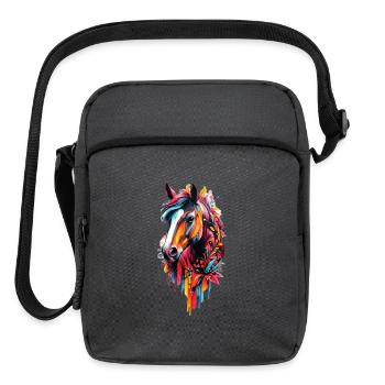 Colorful Horse T-Shirt Design  - Upright Crossbody Bag - charcoal grey - Front