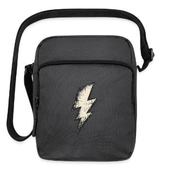 Vintage Lightning Bolt Distressed T-Shirt - Upright Crossbody Bag - charcoal grey - Front