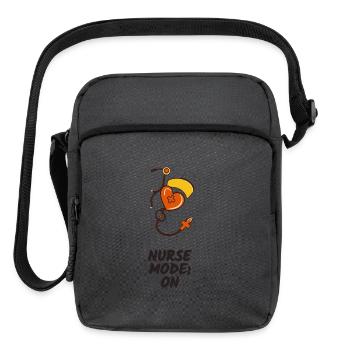Nurse Mode On Heart Stethoscope - Upright Crossbody Bag - charcoal grey - Front