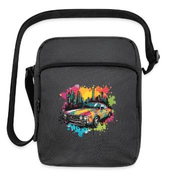 Retro Splash Neon Car - Upright Crossbody Bag - charcoal grey - Front