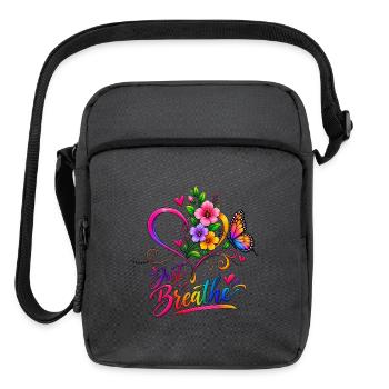 Just Breathe Floral Heart - Upright Crossbody Bag - charcoal grey - Front