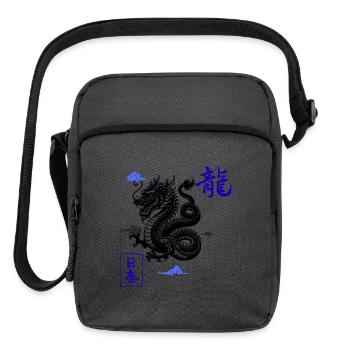 Blue Dragon Kanji Ink on Cloud - Upright Crossbody Bag - charcoal grey - Front