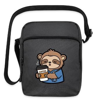 Sleepy Sloth Doctor Coffee - Upright Crossbody Bag - charcoal grey - Front