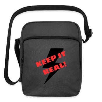 Keep It Real Black Lightning Bolt - Upright Crossbody Bag - charcoal grey - Front