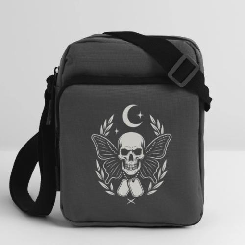 Skull butterfly dog tags - Upright Crossbody Bag