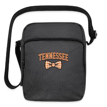 Preppy Tennessee Orange and White Checkerboard Bow - Upright Crossbody Bag - charcoal grey - Front