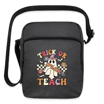Trick Or Teach spooky teacher ghost halloween boo  - Upright Crossbody Bag - charcoal grey - Front