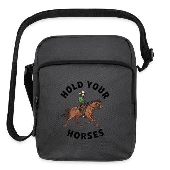 Hold Your Horses Vintage Cowboy Riding Design - Upright Crossbody Bag - charcoal grey - Front