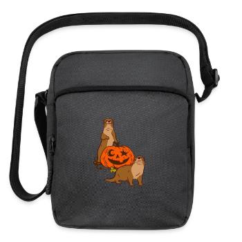 Sea Otter Cartoon Halloween - Upright Crossbody Bag - charcoal grey - Front