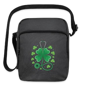 Lucky Clover Stethoscope Art - Upright Crossbody Bag - charcoal grey - Front
