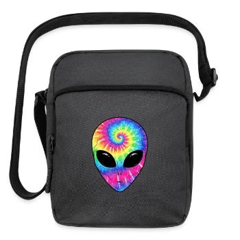 Psychedelic Alien TieDye Face - Upright Crossbody Bag - charcoal grey - Front
