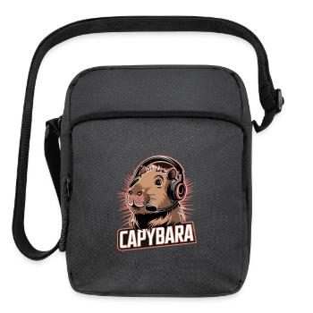  Capybara Gamer With Headset Esports Streaming - Upright Crossbody Bag - charcoal grey - Front