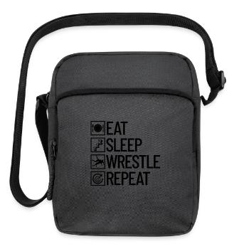 Eat Sleep Wrestle Repeat Wrestling - Upright Crossbody Bag - charcoal grey - Front