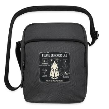 Feline Behavior Lab Funny Cat Scientist  - Upright Crossbody Bag - charcoal grey - Front