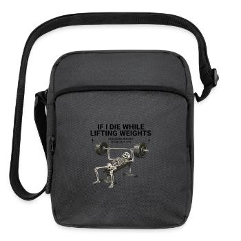 Call 911 Skeleton Bench Press Funny Gym - Upright Crossbody Bag - charcoal grey - Front