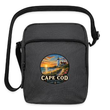 Cape Cod Massachusetts Vacation Beach Lighthouse - Upright Crossbody Bag - charcoal grey - Front