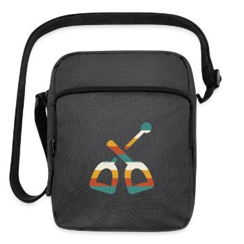 Stirrups Riding Crop Retro Vintage Stripes Horse R - Upright Crossbody Bag - charcoal grey - Front