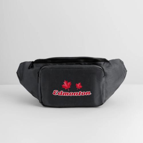 Edmonton with two red maple leaves - Large Crossbody Hip Bag 