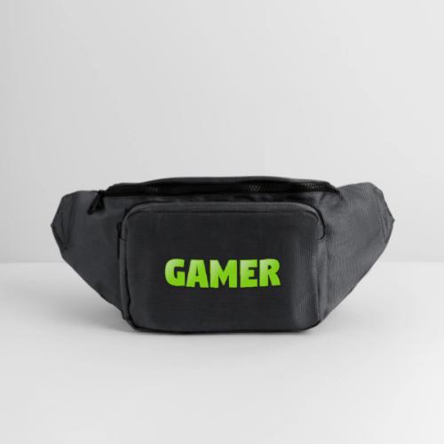 Gamer Neon Green Gaming Logo Design - Large Crossbody Hip Bag 
