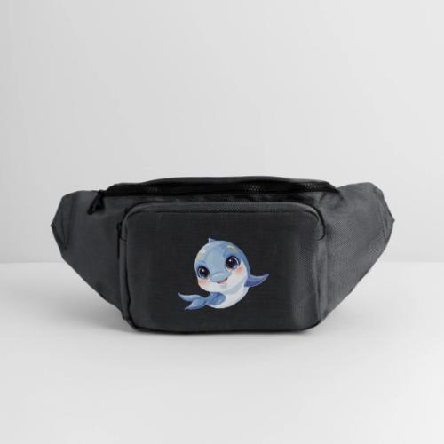 Joyful Blue-White Baby Dolphin - Large Crossbody Hip Bag 
