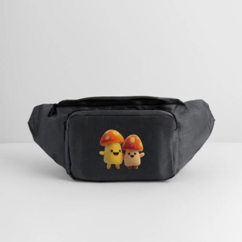 Joyful Cartoon Mushroom Duo - Large Crossbody Hip Bag 