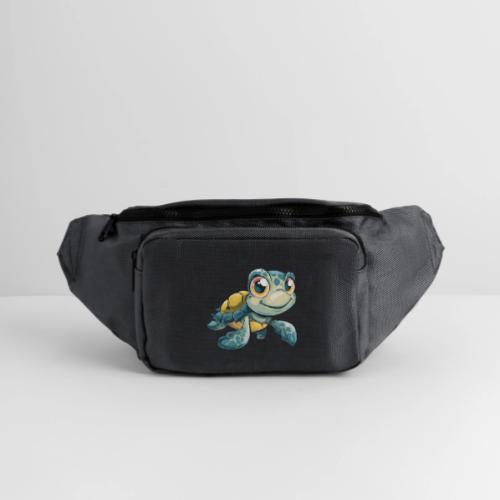Playful Cartoon Baby Sea Turtle with a Smile - Large Crossbody Hip Bag 