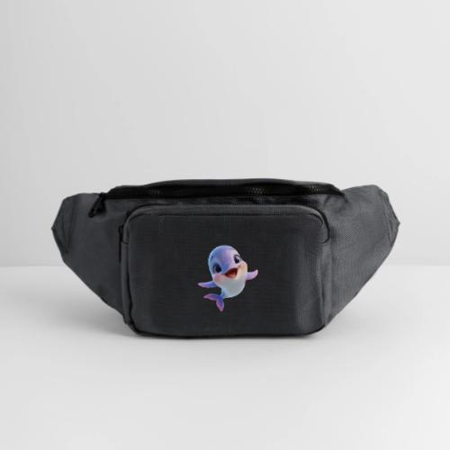 Purple-White Smiling Baby Dolphin - Large Crossbody Hip Bag 