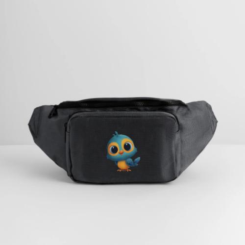 Joyful Cartoon Bird Standing in Yellow and Blue - Large Crossbody Hip Bag 